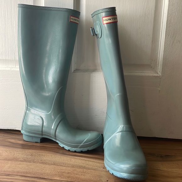 Hunter Aqua Turquoise rain boots size 10 - Picture 2 of 8